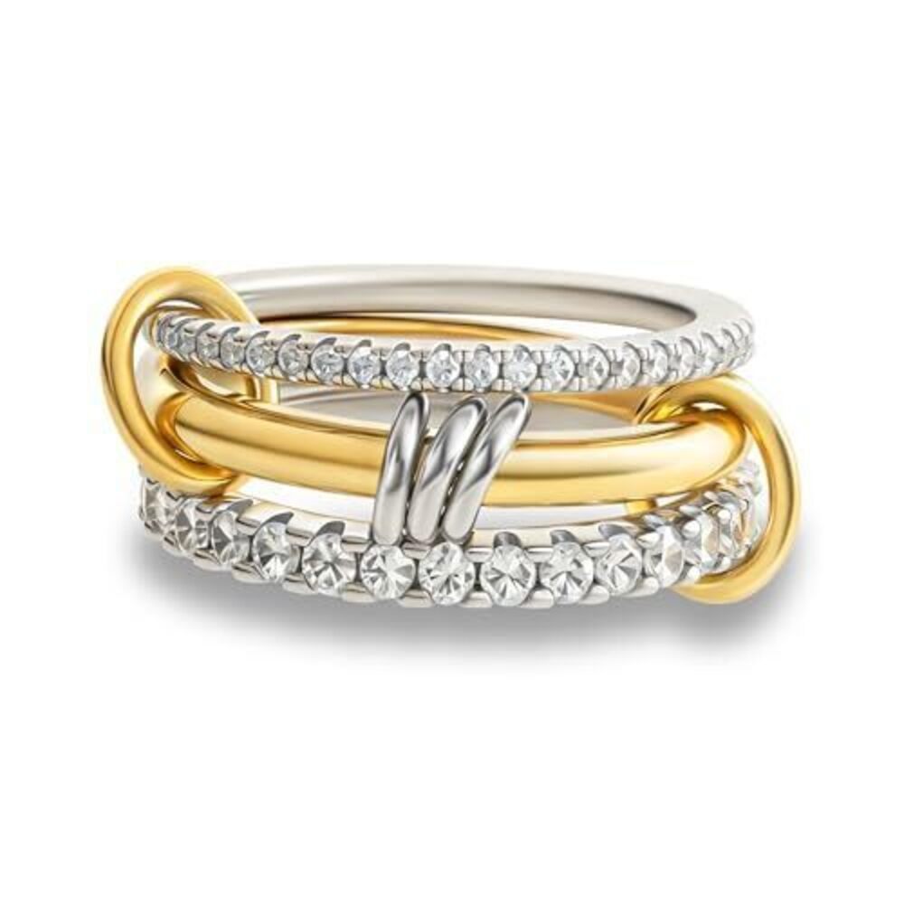 4450 Gold Stackable Rings Non Tarnish, 18k Gold Plated Cubic Zirconia